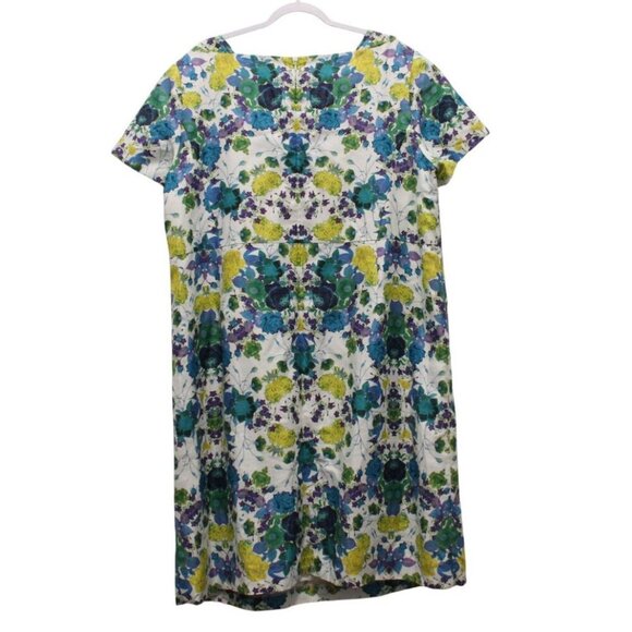 Talbots Midi Dress Size 22W Floral Multicolor Colorful Cotton Linen Lined Formal - Picture 8 of 12